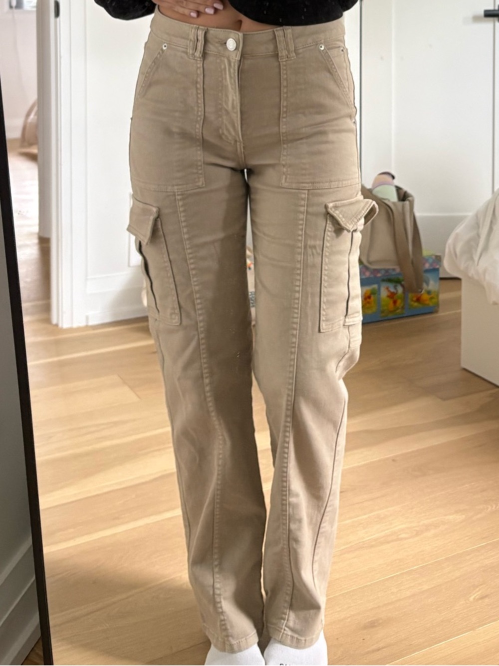 Garage Neutral Tan High-Waist Pants